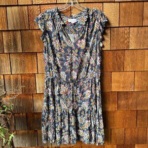 Anthropologie by Velvet Palmona Floral Fit & Flare Dress in Women's X-Large